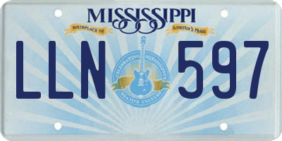 MS license plate LLN597