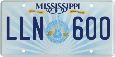 MS license plate LLN600