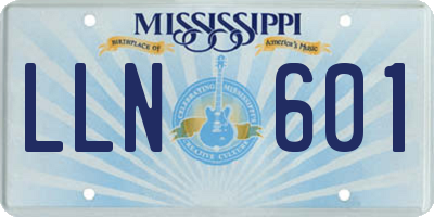 MS license plate LLN601