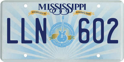 MS license plate LLN602