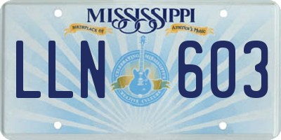 MS license plate LLN603