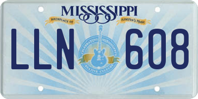 MS license plate LLN608
