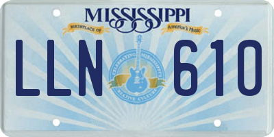 MS license plate LLN610
