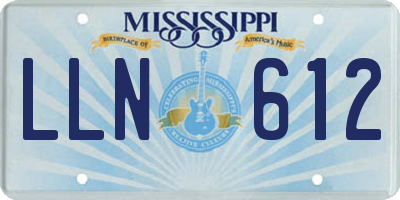 MS license plate LLN612