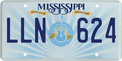 MS license plate LLN624