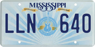 MS license plate LLN640