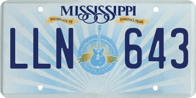 MS license plate LLN643