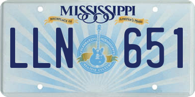 MS license plate LLN651