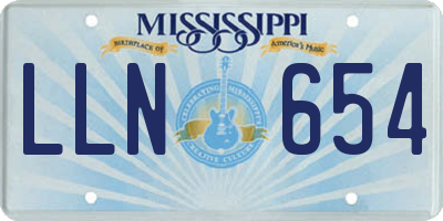 MS license plate LLN654