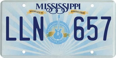 MS license plate LLN657