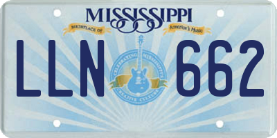MS license plate LLN662