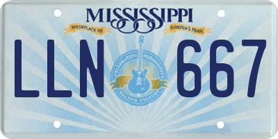 MS license plate LLN667