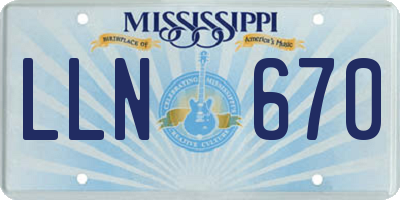 MS license plate LLN670
