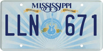 MS license plate LLN671