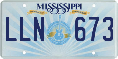 MS license plate LLN673
