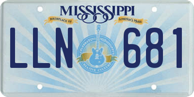 MS license plate LLN681