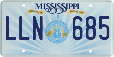 MS license plate LLN685