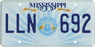 MS license plate LLN692