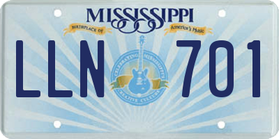 MS license plate LLN701