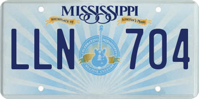 MS license plate LLN704