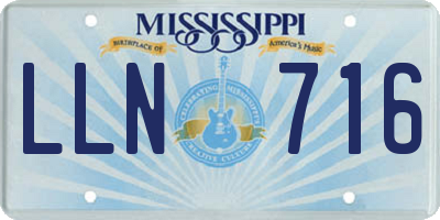 MS license plate LLN716