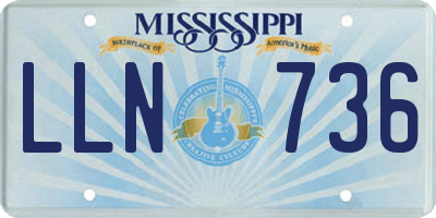 MS license plate LLN736