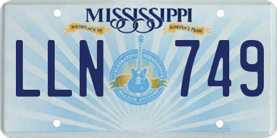 MS license plate LLN749