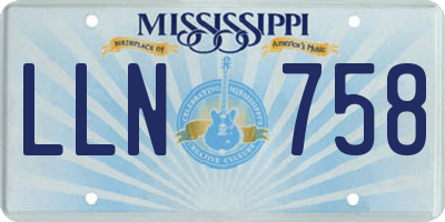MS license plate LLN758