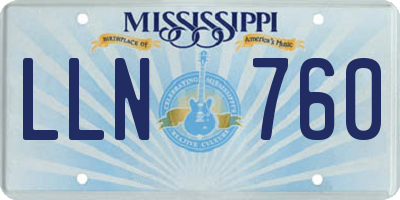 MS license plate LLN760