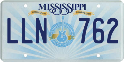 MS license plate LLN762