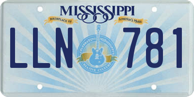 MS license plate LLN781
