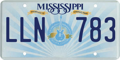 MS license plate LLN783