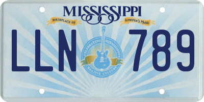 MS license plate LLN789