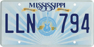 MS license plate LLN794