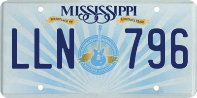 MS license plate LLN796