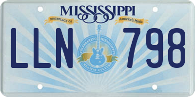 MS license plate LLN798