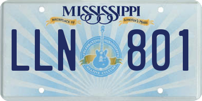 MS license plate LLN801