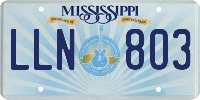 MS license plate LLN803
