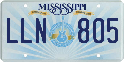 MS license plate LLN805