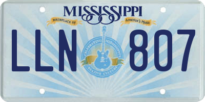 MS license plate LLN807