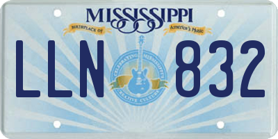 MS license plate LLN832