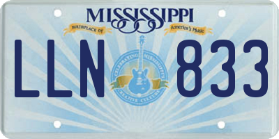 MS license plate LLN833