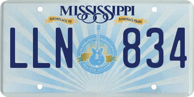 MS license plate LLN834