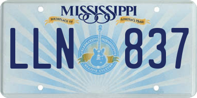 MS license plate LLN837