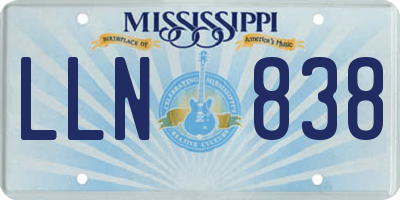 MS license plate LLN838