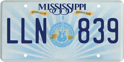 MS license plate LLN839