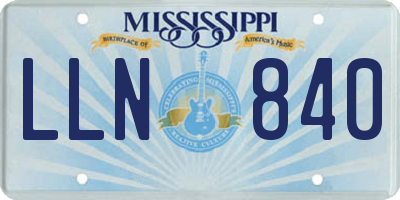MS license plate LLN840