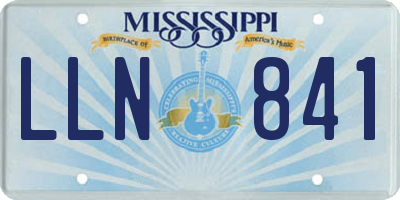 MS license plate LLN841