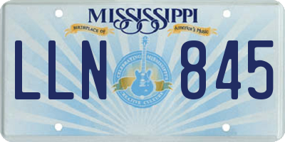 MS license plate LLN845