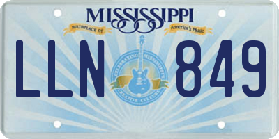 MS license plate LLN849